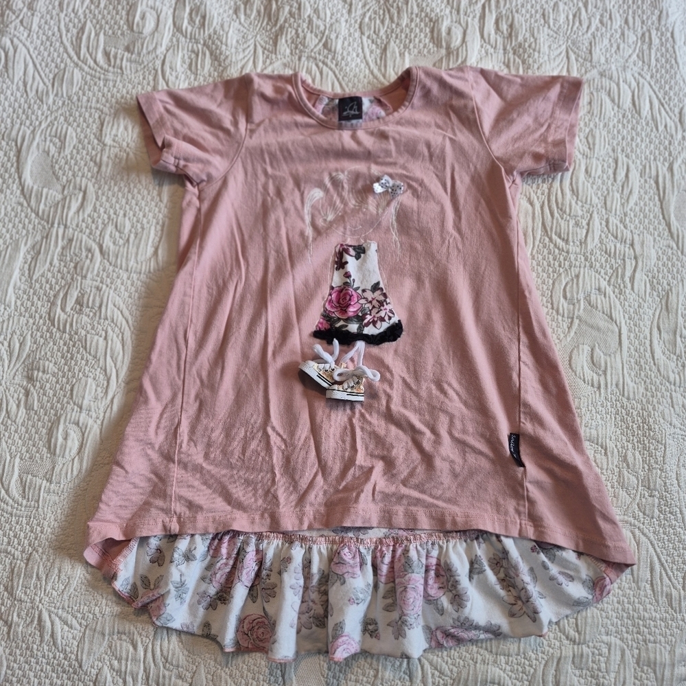 Sailor Tom girls size 8 pink with floral accent short sleeve shirt VGUC